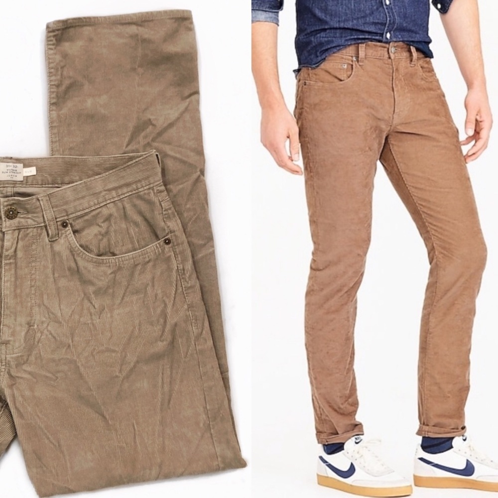 J. Crew Factory Vintage Slim Straight Corduroy Pants Natural Men’s Size 31 x 32